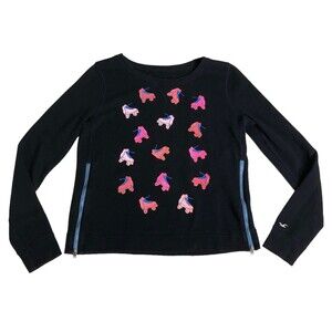Vintage Hollister Sweater Womens M Black Roller Skates Zip Pullover Y2K 90s